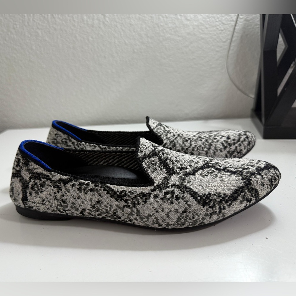 Rothy's Black and White Snake Print Men's Shoes - Picture 2 of 8